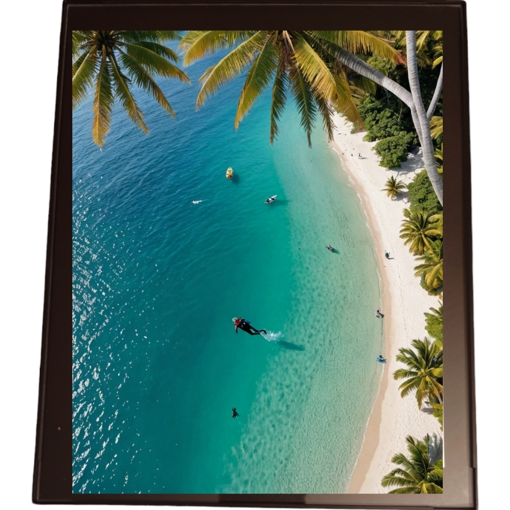 Aerial view of a tropical paradise In A Glass Front Frame 8x10